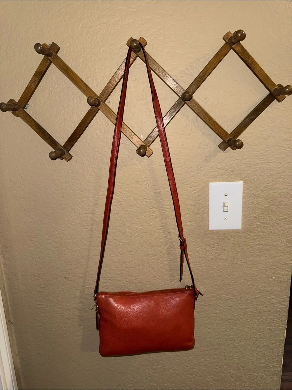 Coach Rust Leather Crossbody Bag with Adjustable Strap
